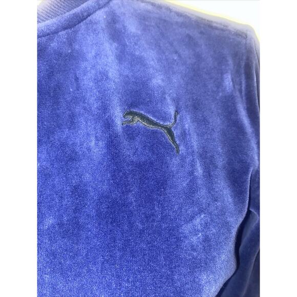 PUMA Women’s Velour Zip Up Track Top High Neck Blue Plush Tracksuit Jacket Med - Picture 2 of 9